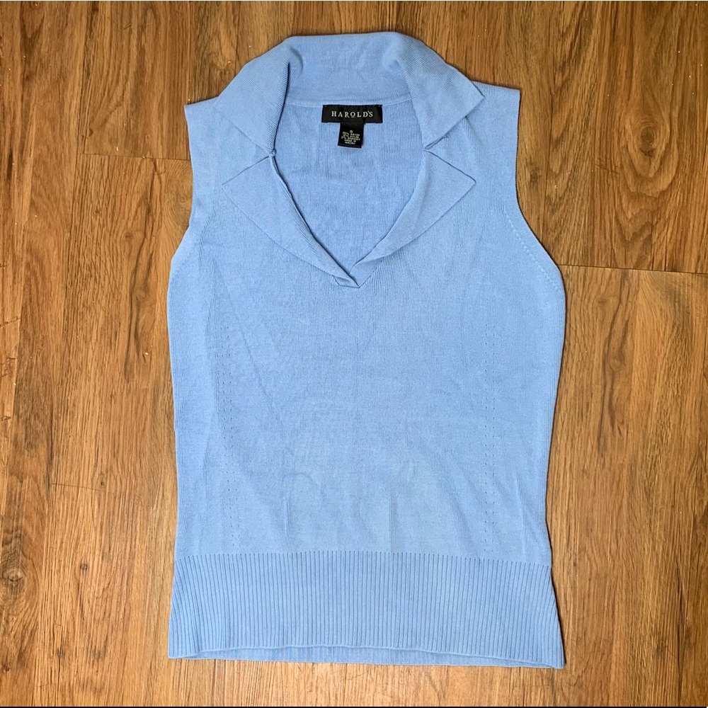 Light Blue Knit Polo Tank